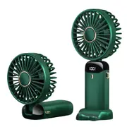 5 Speeds & Digital Display Ultra Quiet Handheld Fan Rechargeable USB Green