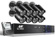 UL TECH Security Camera, Set of 8 1080P HD 8 Channel Spy Surveillance Pet WiFi Cameras Hidden CCTV Monitor Home Safe Outdoor Indoor System, with 2TB Hard Drive 5 in 1 DVR Black