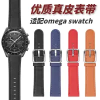 在飛比找蝦皮購物優惠-適配swatch×omega軟真皮錶帶20MM歐米茄斯沃琪水