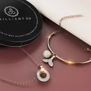 Boxed Ocean Glow Gift Sets in Rose Gold Plated Titanium with Natural Diamond
