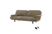 Levede Convertible Sofa Bed with USB Charge Side Table Khaki