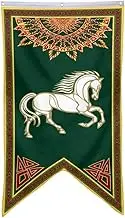 Aihccy Lotr Horse Flag Lotr Rohan Banner Flag Man Cave Bed Room Home Office Party Decor 30x50 Inch, green