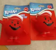 NWT Lot Of 2, Dog Vinyl Chew Squeaker Toy Red Pitcher Figure Kool-Aid, Oh Yeah