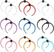 [Longbeauty] Acrylic Pincher Tapers Set Septum Ring C Shape Crescent Moon Nose Ear Cartilage Buffalo Stretcher Expander with O-Rings