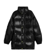 long triomphe down jacket in lightweight nylon FR40 black