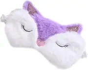 ASAKKURA 1Pc Plush Sleeping Eye Mask Soft Fox Pattern Eye Patch for Light Blocking Comfortable and Washable Eye Shade for Travel Home and Relaxation All Ages