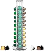[Guolich] Coffee Pod Carousel Capsules Holder Storage Organizer,360 Degree Rotating Coffee Capsules Holder Rack,coffee bar accessories,k cup holder,coffee station (40 Coffee Capsules)