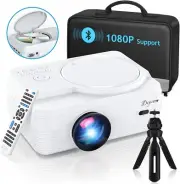 Full HD Bluetooth Projector Built in DVD Player, 12000LM 1080P Supported, Por...