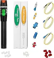 Duogalia Fiber Optic Cable Fault Locate Kit - 30Km VFL Fiber Optic Visual Fault Locator, SM FC - LC Adapter, LC/SC/ST/FC Coupler, 2 Cleaners, 3 Kinds Dust Cap and 3 Short Patch Cords