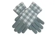 Dents Womens Gingham Knitted Warm Winter Gloves - Duck Egg - One Size