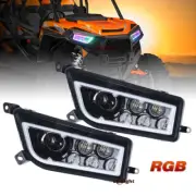 Pair Black Led Headlight RGB Halo Beam For Polaris RZR 1000 XP & Turbo RZR 900 S