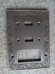 Creative Accents Wall Plate Toggle Rocker Combo - Textured Antique Bronze Steel