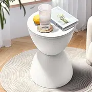 Furb Round Coffee Table Small Side Table Modern Hourglass Stool Nordic Style Round Stool for Living Room, Bedroom, Office, Cafe White Plastic Chair