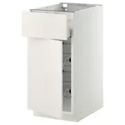 METOD / MAXIMERA base cab w wire basket/drawer/door, white/Veddinge white, 40x60x80 cm