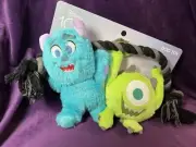 Monsters, Inc. Mike & Sully Plush Dog Toy Squeak, Crinkle & Rope New