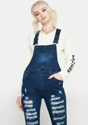 Navy Rough Day Denim Overalls