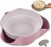 Jytrew Shell Collecting Snack Bowl, Pistachio Bowl with Shell Storage, Nut Edamame Beans Snack Bowls, Nut Double Dish with Tools, Sunflower Seed Cherries Fruits Candy with Bowl Attached(Pink*1pc)