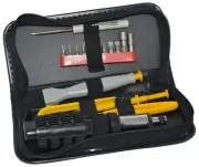 Computer Repair and Upgrade Toolkit with Ratcheting Screwdriver and IC Inserter