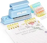 IMLIKE Mini 5-Hole Binding Machine - 5 Holes Binding Machine with 16 Loose-Leaf Binding Strips - Easy to Add or Remove Papers, 4 Sheets Capacity (A4/30 Holes, B5/26 Holes, A5/20 Holes) - Blue