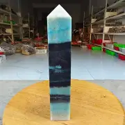 680g Trolleite Crystal Tower Point Obelisk Natural Rare Blue Quartz Healing Z743