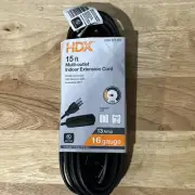 BRAND NEW!! HDX 15’ Multi-Outlet Indoor Extension Cord - 3 Outlets - 16 Gauge