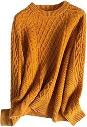 [Generic] Warm Thickened Sweater for Women, Merino Wool Sweater, Long Sleeve Twisted Flower Pullover Jumper