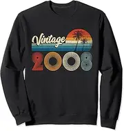 [X.Style] 15 Year Olds Retro Vintage 2008 15th Birthday Party Sweatshirt ds338 Sweater (S) Black