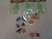 Halloween Window Cling Stickers 14 Pc Pumpkins Cats Bats Skeletons Ghosts Spider