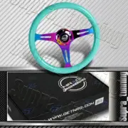 NRG 350MM Steering Wheel Minty Fresh Wood Grain Neo Chrome 3-Spoke ST-015MC-MF