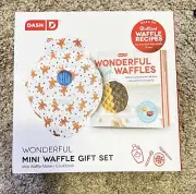 DASH Mini Waffle Maker w/ Recipe Book. Ginger Bread man Holiday Gift Set NIB