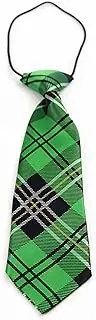 [Tie Store Australia] Kids Boys Green Patterned Elastic Neck Tie - Criss Cross Green Green, Black, White, Gold