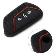 Car Key Case Key Fob Cover Soft Black Black Red Line For Skoda Octavia