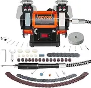 VEVOR Jewelry Polisher, Bench Grinder Polishing & Buffing Machine, 3590RPM Bench Lathe Polisher with 1 Wool Wheel, Abrasive Fiber Wheel, Grinding Wheel & 100pcs Tools