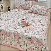 3 Piece Full/Queen Single/Twin Size Quilt Set with Pillow Shams Floral Pattern Summer Quilt Bedding Soft Lightweight Bedspread/Coverlet/Bed Cover (Color : D, Size : Single/Twin 200x225cm-78x88)