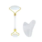 MissLady - Face Roller with Scraping Board Gua Sha Massage (Heart-shaped) Set - White