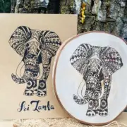 Sri Lankan Elephant wood burn art Pyrography art