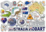 DV DESIGN A5 Sticker Sheet Hobart Landmarks Vinyl Stickers - Australia Australian Stamps Skyline Flag Travel Holiday City Scrapbook Aesthetic #80492