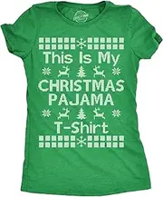 [Crazy Dog T-shirts] Womens This Is My Christmas Pajama T Shirt Funny Cozy Xmas PJs Tee For Ladies