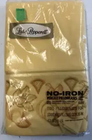 Pair of Vintage Lady Pepperell Pillowcase No Iron Percale Yellow 42X36 inch