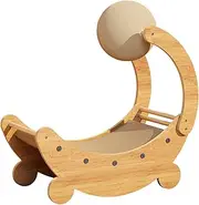 Moon Boat Cat Scratching Post – Eco-Friendly Vertical Wooden Cat Climbing Frame, Durable Cat Scratch Toy & Scratching Ball, Cat Rest Post