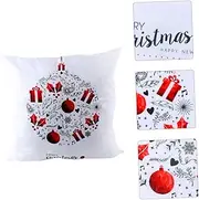 GAROZATION 1pc Christmas Throw Pillowcase Sofa Back Cushions Xmas Cushion Covers New Year Pillow Case Christmas Cushion Cover Christmas Pillowcase Christmas Pillow Cover White