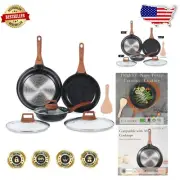 Durable Nonstick Ceramic Skillet Set - All Stovetop Compatible, Easy Cleanup