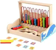 KOMBIUDA 1 Set Digital Calculation Frame Boys Abacus Frame for Numbers Counting Beads Abacus Stand Educational Bead Abacus Tools Wooden Colorful