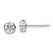Sterling Silver Rhod-Plated Polished 5mm Round Cz Bezel Set Stud Earrings