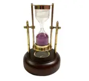 Sand Timer With Compass Brass Glass Clock Office Desk Pink Hourglass Timer Gift