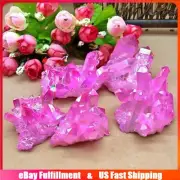Natural Aura Pink Titanium Quartz Crystal Point Stone Cluster Mineral Rock Reiki
