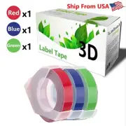 (1Red+1Blue+1Green) LabelTape 3D For Dymo Office-Mate II (154000) Label Makers