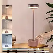 Cordless Table Lamps,Portable Rechargeable Wireless Lamp Modern LED Table Lamps 3 Colors Dimming Battery Powered Lamp Touch Desk Lamp for Nightstand Bedroom Office