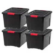 USA 40 Qt Stackable Plastic Storage Bins with Lids, 4 Pack - BPA-Free, Made i...
