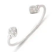 STERLING SILVER BABY BANGLE CZ TORQUE CUBIC ZIRCONIA HEARTS CHILDS KIDS BRACELET